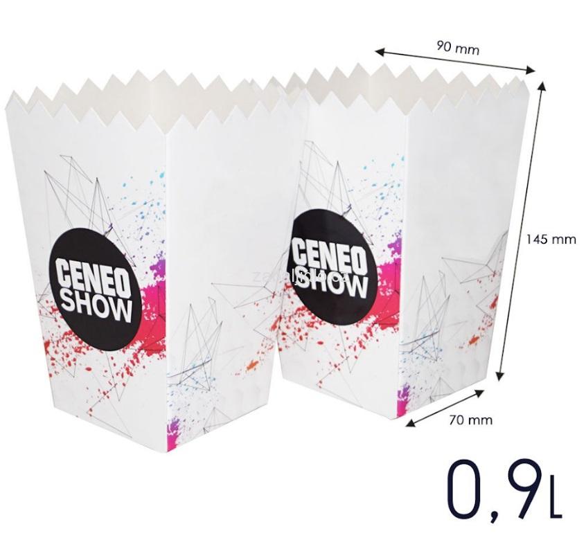 0,9L Papírový reklamní obal na popcorn